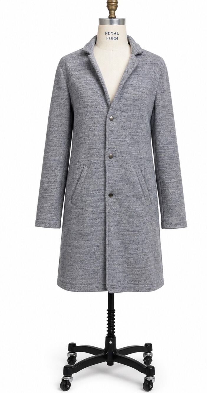 Oyster Sweatshirt Coat Jacket Heathered Gray Women Modern Midi Pockets Large